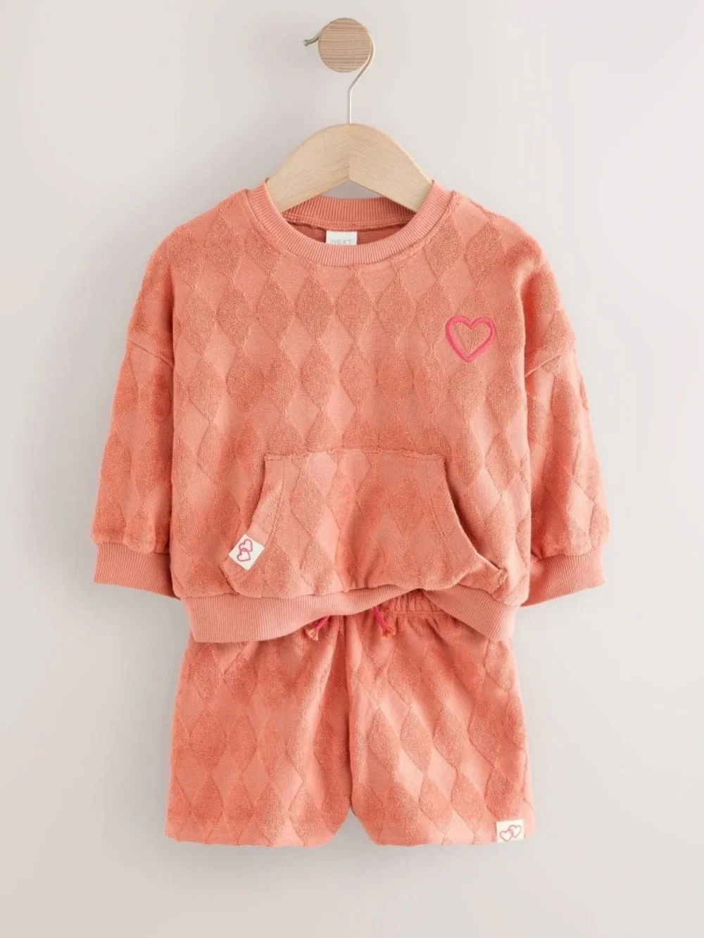 NEW NEXT | Peach Quilted Two-Piece Textured Terry Set |